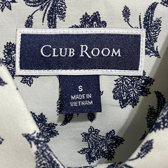 Club Room Men's Size Small Long Sleeve Button Up Shirt Blue Floral Pattern NEW - Picture 9 of 13